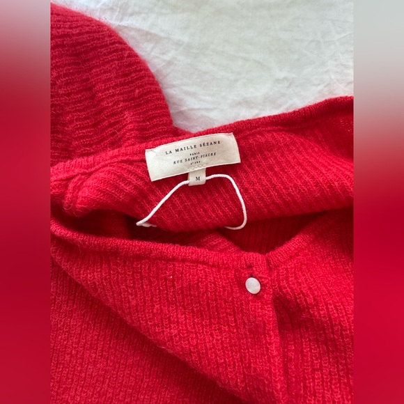 Women's Red Button-Up Sweater - Picture 4 of 5